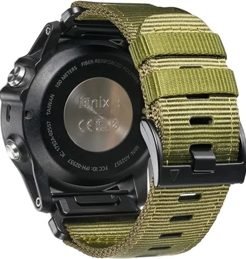 26mm Military Nylon Strap for GARMIN Fenix 7X Pro / 6X Soft Durable Replacement Strap Army Green Army green V1237-ZY-203-2317