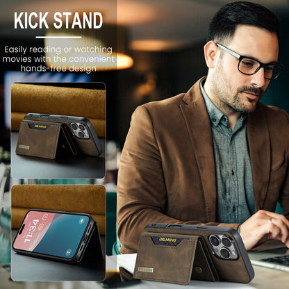 High-quality magnetic iPhone case with card pocket, magnetic split mobile phone case Combination-Coffee V1237-ZY-203-2376