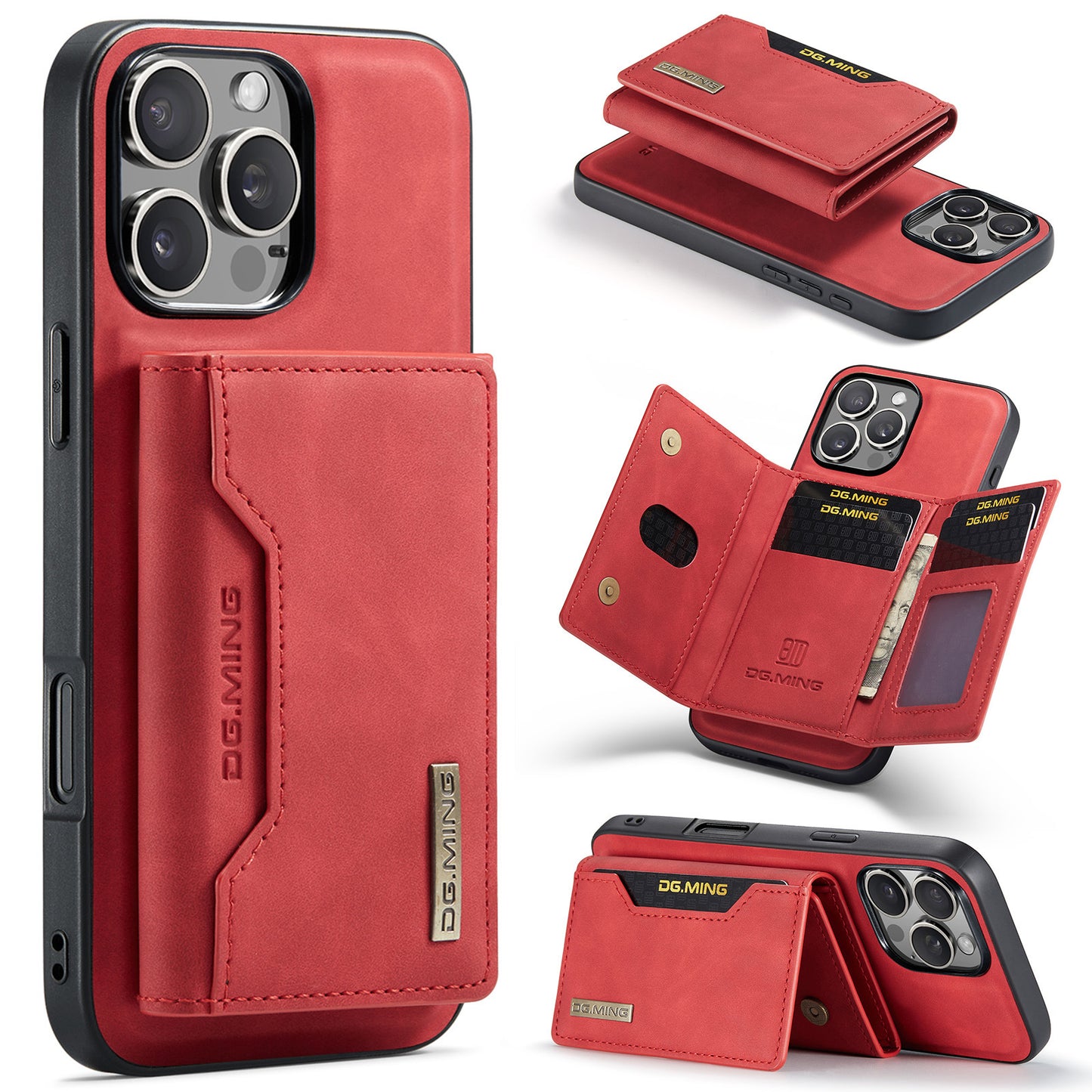 High-quality magnetic iPhone case with card pocket, magnetic split mobile phone case Combination-Coffee V1237-ZY-203-2376