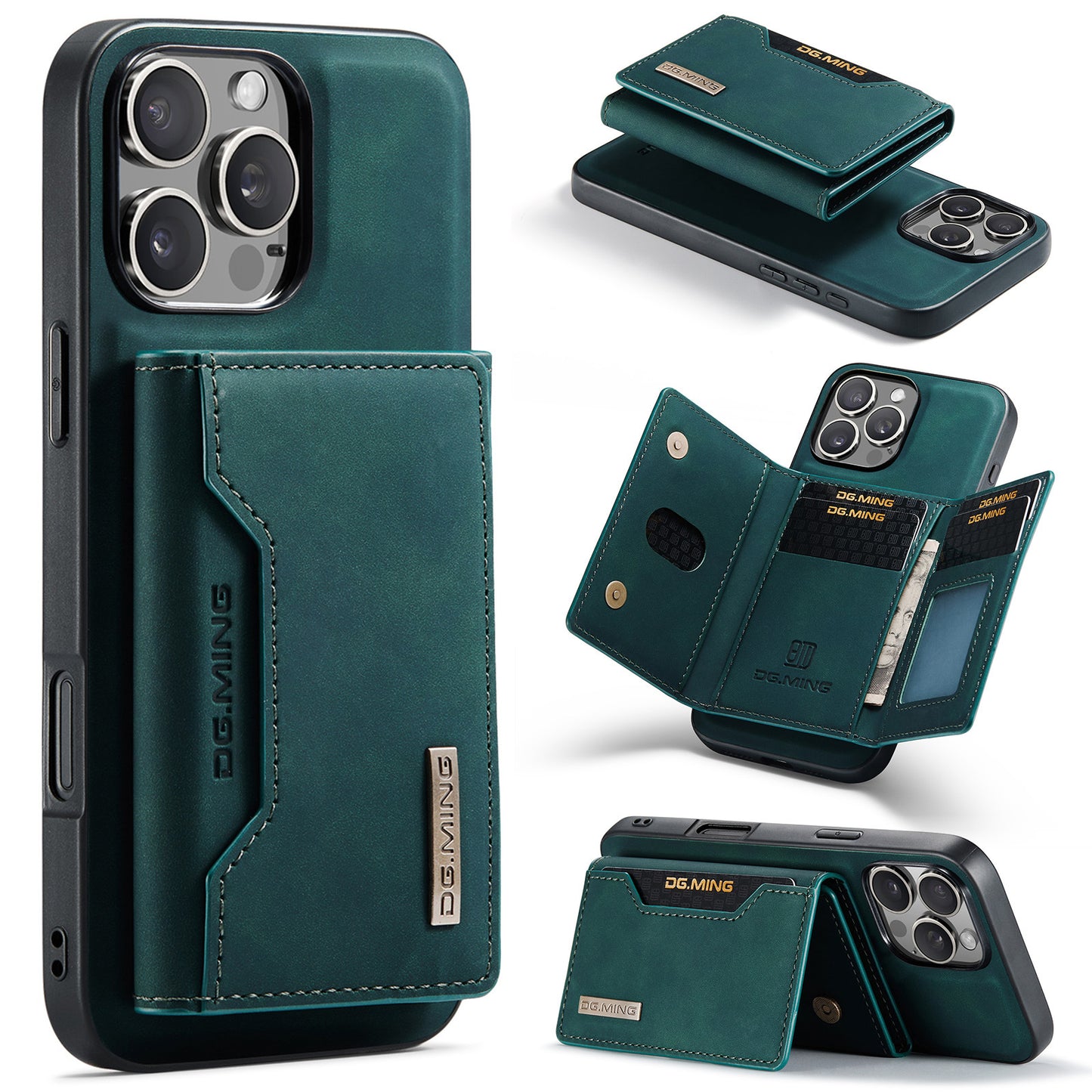 High-quality magnetic iPhone case with card pocket, magnetic split mobile phone case Combination-Coffee V1237-ZY-203-2376