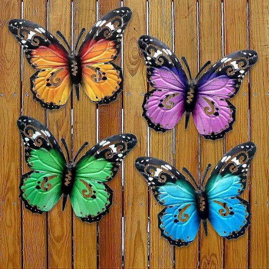 10.6"" Metal Butterfly Wall Decor, Butterflies Indoor Outdoor Hanging Wall Art for Patio Garden Yard Fence V1237-ZY-203-2399