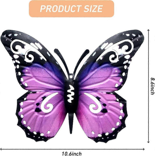 10.6"" Metal Butterfly Wall Decor, Butterflies Indoor Outdoor Hanging Wall Art for Patio Garden Yard Fence V1237-ZY-203-2399