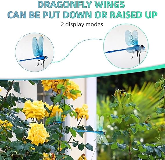 12pcs Artificial Dragonfly Clips for Outdoor Use 3D Dragonfly Decor Gardening, 3D Dragonfly Garden Decorative V1237-ZY-203-2423