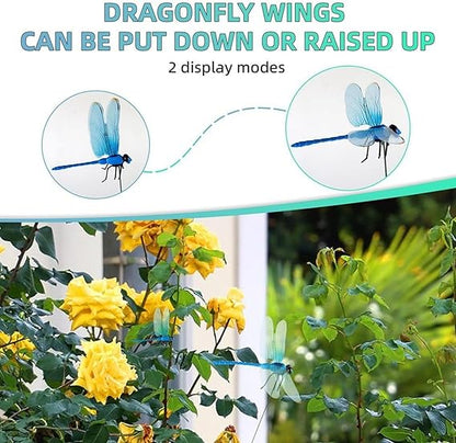 12pcs Artificial Dragonfly Clips for Outdoor Use 3D Dragonfly Decor Gardening, 3D Dragonfly Garden Decorative V1237-ZY-203-2423