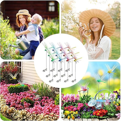 12pcs Artificial Dragonfly Clips for Outdoor Use 3D Dragonfly Decor Gardening, 3D Dragonfly Garden Decorative V1237-ZY-203-2423