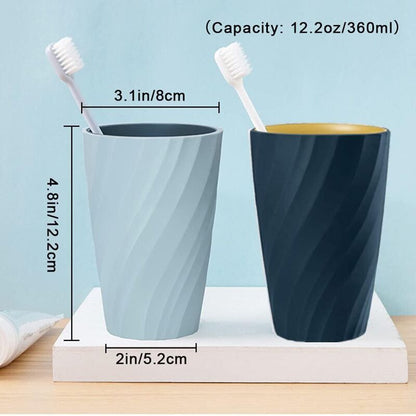 Bathroom Mugs, Unbreakable, Soft, Durable, Bathroom Cup, Toothbrush Holder (Light Blue & Dark Blue) V1237-ZY-203-2430