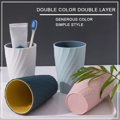 Bathroom Mugs, Unbreakable, Soft, Durable, Bathroom Cup, Toothbrush Holder (Light Blue & Dark Blue) V1237-ZY-203-2430