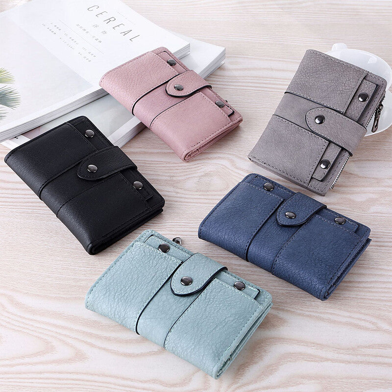 The New Fashion Foldable Small Wallet Women Leather Card Holder Wallet Black V1237-ZY-203-2433