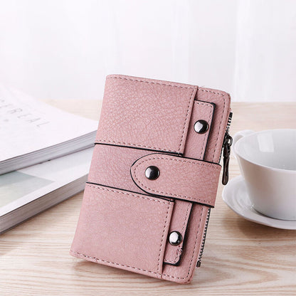 The New Fashion Foldable Small Wallet Women Leather Card Holder Wallet Black V1237-ZY-203-2433