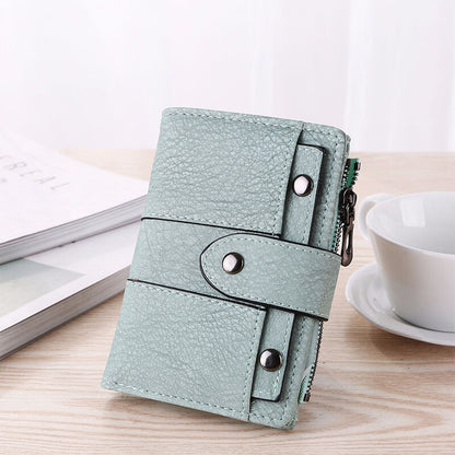 The New Fashion Foldable Small Wallet Women Leather Card Holder Wallet Black V1237-ZY-203-2433