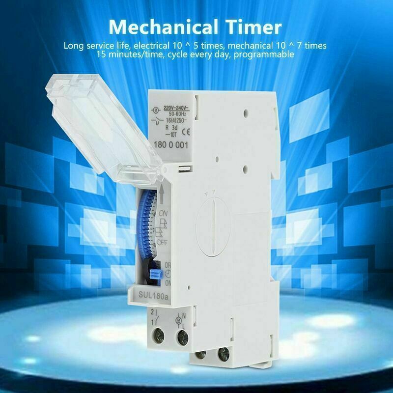 Programmable Timer, Mechanical Timer, 15 Minutes to 24 Hours Programmable Standard DIN Rail Mounted Timer V1237-ZY-203-2448