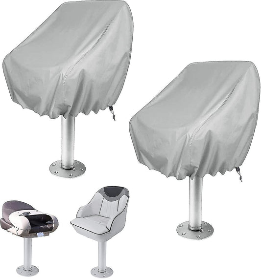 2-Pack Covers, Waterproof Outdoor Pedestal Pontoon Captain Boat Bench Chair Covers, Oxford Fabric Rudder V1237-ZY-203-2503