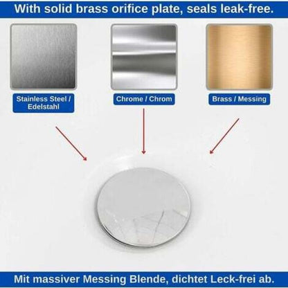Universal Bathtub Stopper 70mm, Adjustable Height, Double Seal, Chrome Brass, Stainless, Compatible with Most V1237-ZY-203-2521
