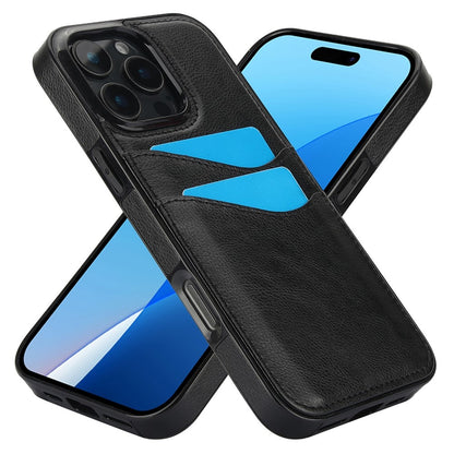 iPhone 16 Pro Case with Card Slot Leather Black V1237-ZY-203-2527