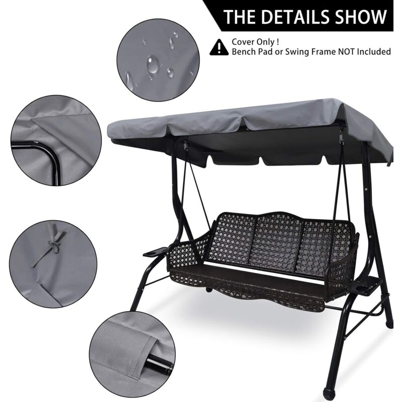 Universal Waterproof Swing Cover Replacement for 3-Seater Garden Swing, UV Protection V1237-ZY-203-2538