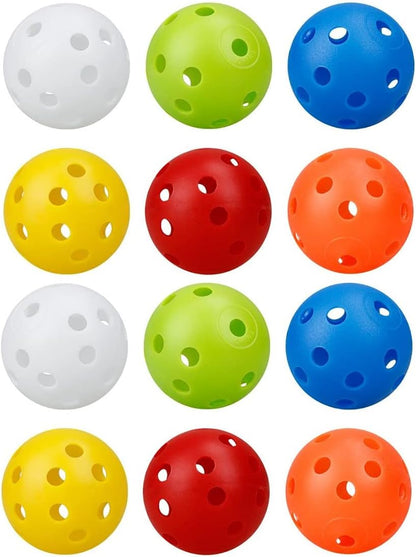 12-Pack Golf Practice Balls, Hollow Practice Balls with Airflow, 42mm Plastic Golf Balls, for Swing Training, V1237-ZY-203-2539