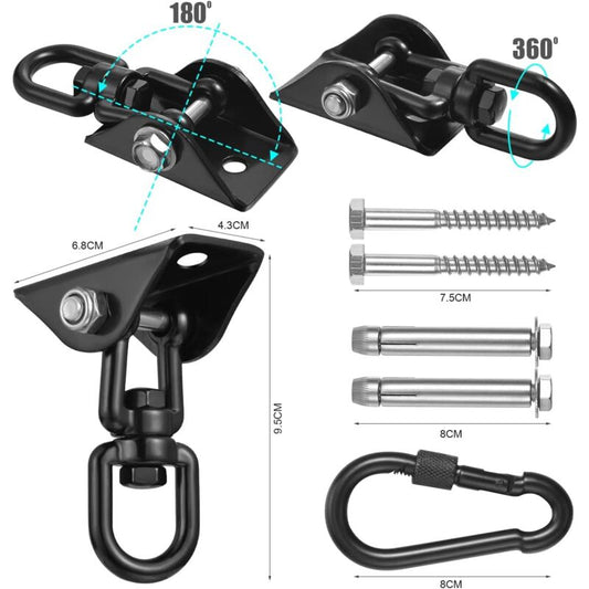 360 degrees Swivel Hanging Chair Ceiling Mount, Swing, Suspension, Hook with Screws for Concrete, Wood, V1237-ZY-203-2561