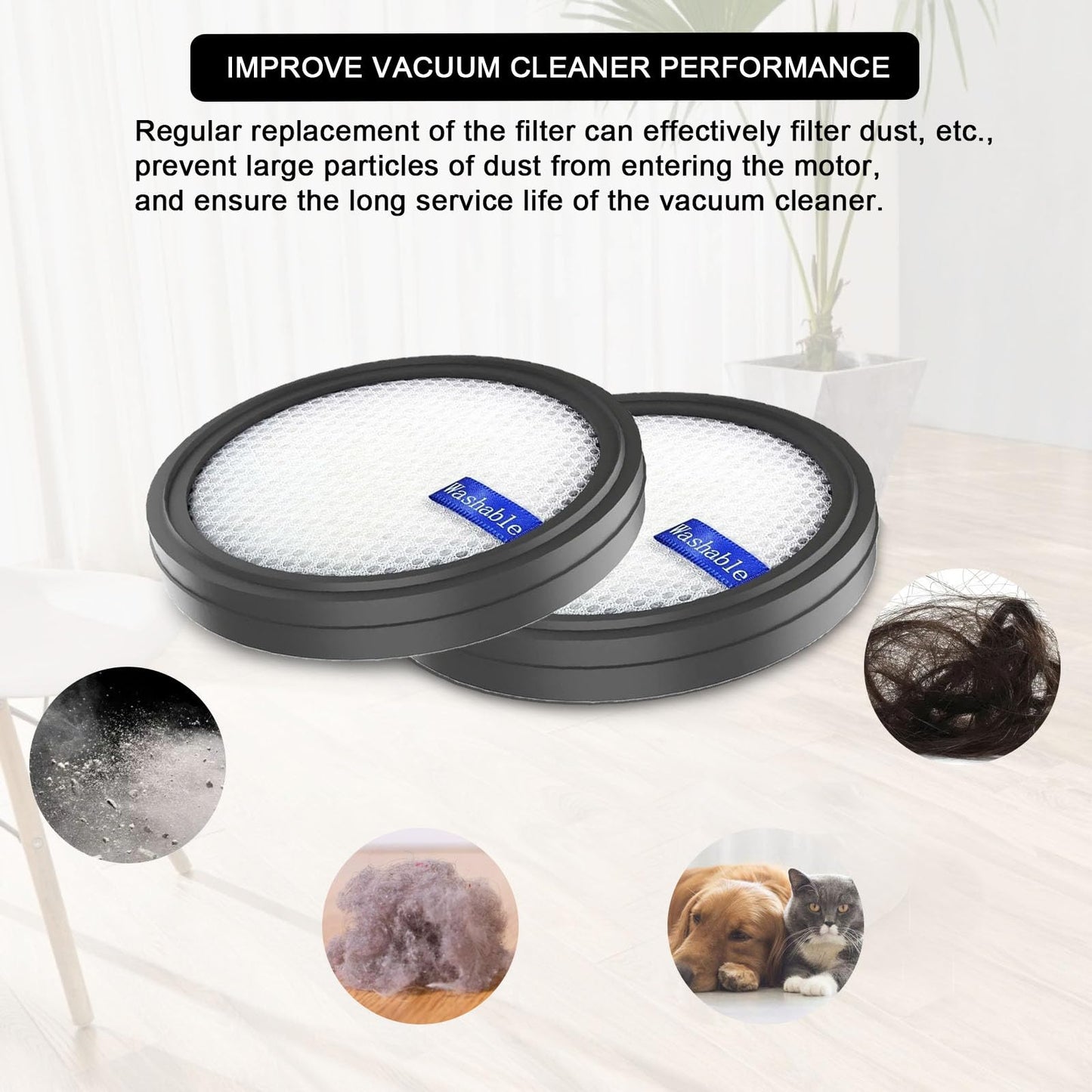 Replacement Filter for PrettyCare W200/W300/W400/P1/P2 Vacuum Cleaner, Washable. V1237-ZY-203-2591