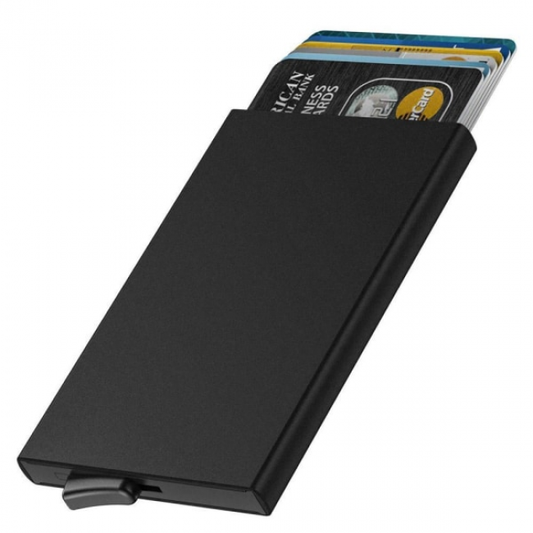pc aluminum smart card holder (RFID protected) pop-up - black V1237-ZY-203-2592