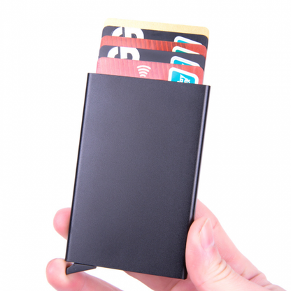pc aluminum smart card holder (RFID protected) pop-up - black V1237-ZY-203-2592