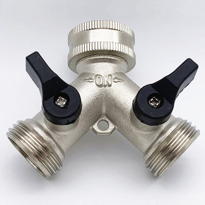2-way Brass Hose Splitter with Quick Connect for 3/4"" V1237-ZY-203-2594