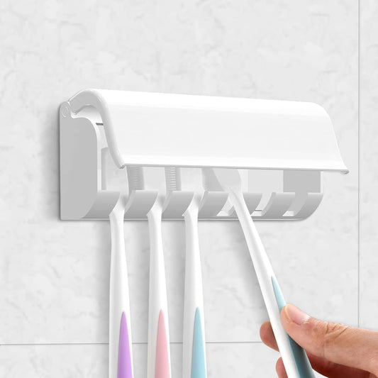 Wall-mounted toothbrush holder with 6 compartments and self-adhesive V1237-ZY-203-2595