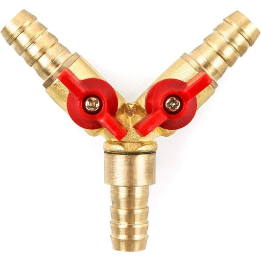 MUMU 3-Way Hose Connector Splitter Brass Zinc Alloy 10mm Ball Valve T-Hose Connector for Coupling Fittings V1237-ZY-203-2623