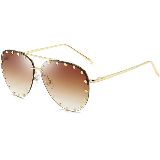 Women's Sunglasses Classic Pilot Sunglasses Metal Frame Fashion Style Uv400 Protection, Gold Frame/Gray V1237-ZY-203-2634