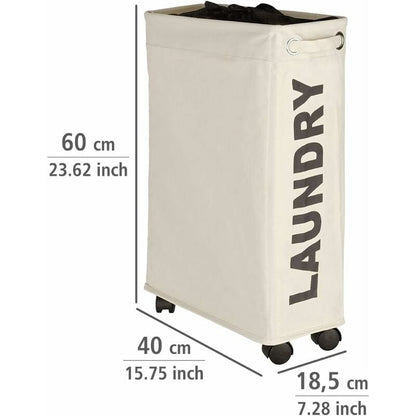 narrow laundry basket, laundry basket on wheels, Corno beige, Polyester, 43 l, 18.5 x 60 x 40 cm V1237-ZY-203-2637