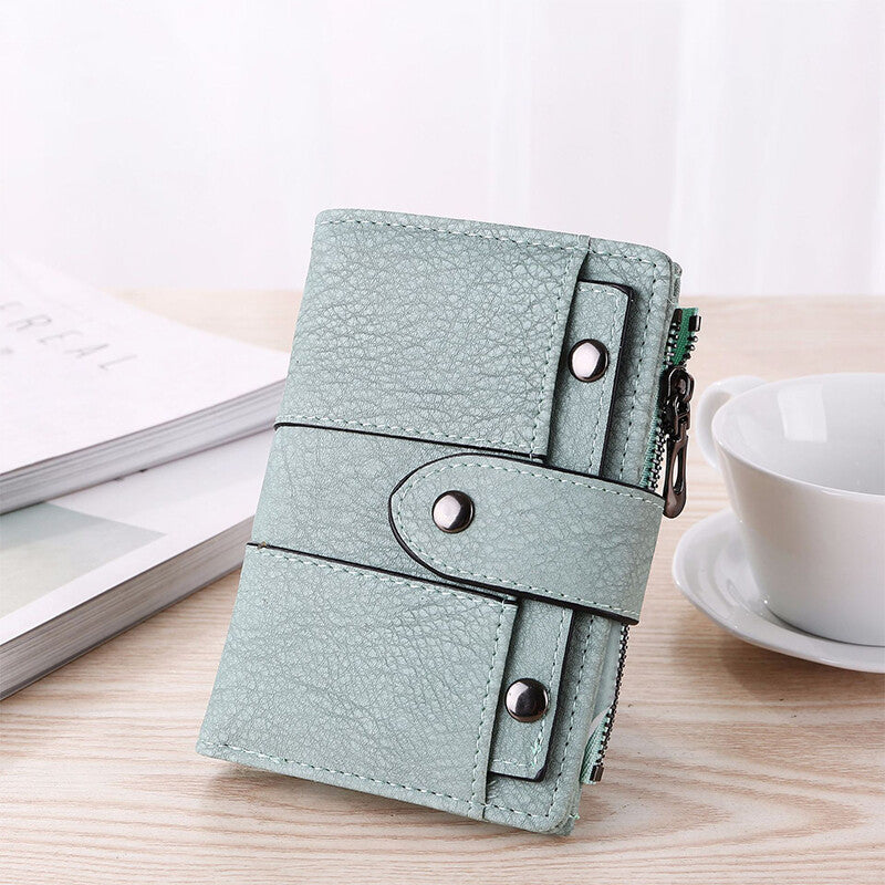 The New Trendy Foldable Small Wallet Women Leather Card Holder Wallet Pink V1237-ZY-203-2652