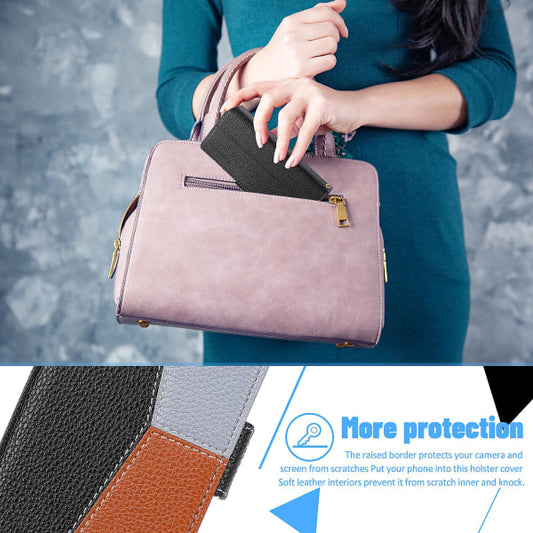 Case for Samsung Galaxy A22 4g Protection Three-color Stitching Coque Magnetic Mobile Phone Case Etui - Black V1237-ZY-203-2653
