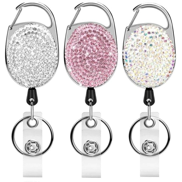 Keychain Retractable 3 ID Cards Yo-Yo, Retractable ID Card Holder Keychain Key Ring Key Tag Retractable for V1237-ZY-203-2668