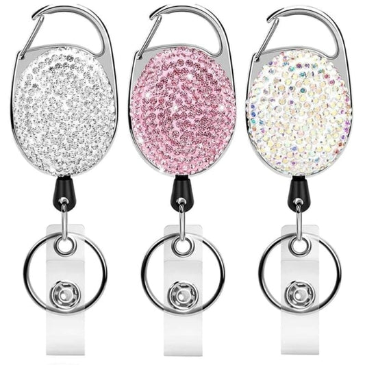 Keychain Retractable 3 ID Cards Yo-Yo, Retractable ID Card Holder Keychain Key Ring Key Tag Retractable for V1237-ZY-203-2668