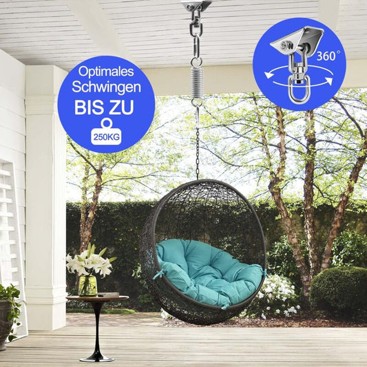 Ceiling Mount Hanging Chair Spring, Hammock Hanging Hooks Kit Stainless Steel 360 degrees Rotation Ceiling V1237-ZY-203-2674
