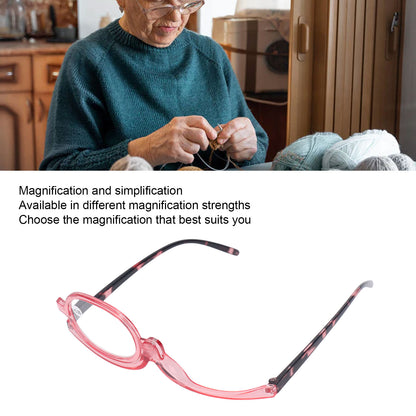 Makeup Glasses Lightweight Foldable Rotating Single Lens Women Magnifying Cosmetic Glasses, Pink, +3.00 V1237-ZY-203-2697