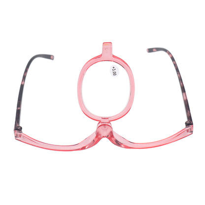 Makeup Glasses Lightweight Foldable Rotating Single Lens Women Magnifying Cosmetic Glasses, Pink, +3.00 V1237-ZY-203-2697