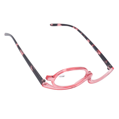 Makeup Glasses Lightweight Foldable Rotating Single Lens Women Magnifying Cosmetic Glasses, Pink, +3.00 V1237-ZY-203-2697