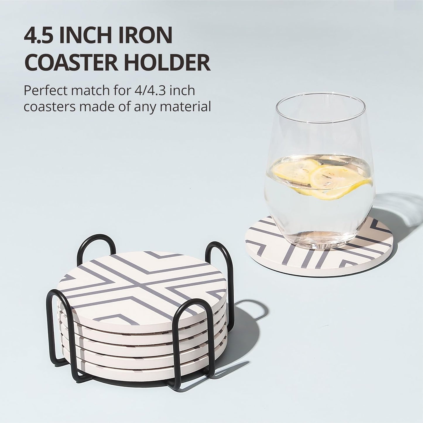Minimalist Black Iron Metal Coaster Holder for Both Round and Square Coasters V1237-ZY-203-2758