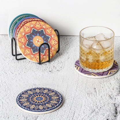 Minimalist Black Iron Metal Coaster Holder for Both Round and Square Coasters V1237-ZY-203-2758