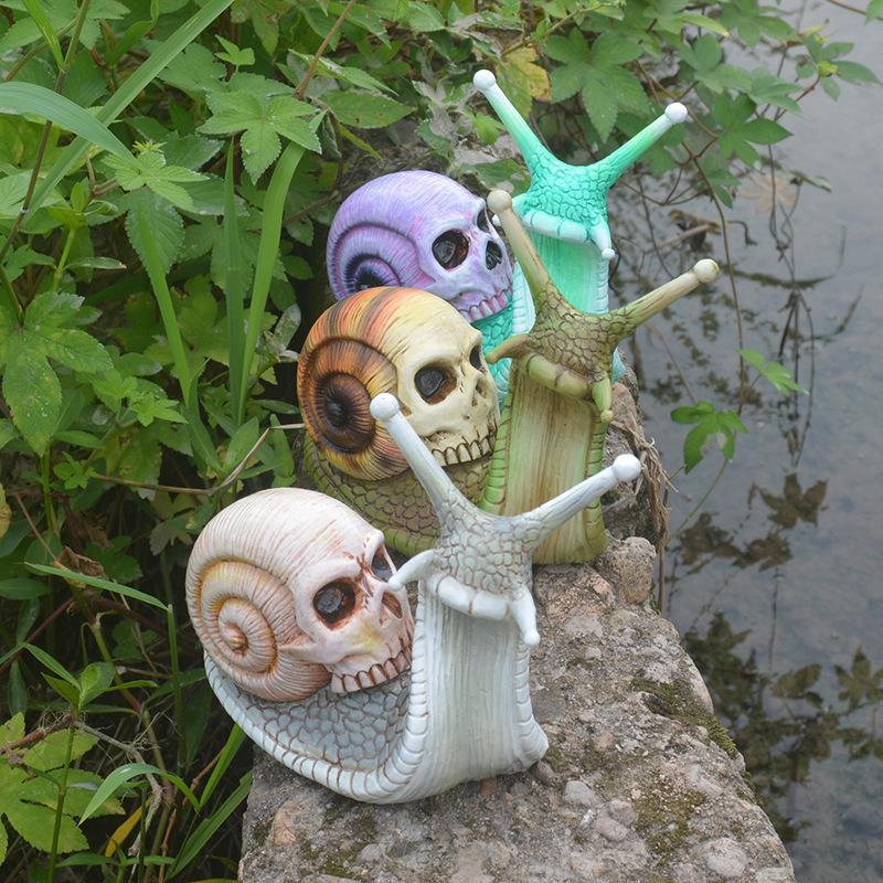 1-Pack Skeleton Snail Skull Sculpture Gothic Garden Home Decor, ZQKLA V1237-ZY-203-2789