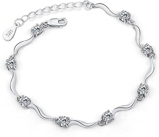 925 Sterling Silver Bracelet With Shiny White Zirconia For Women And Girls V1237-ZY-203-2793