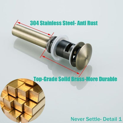 G1 1/4"" Pop-up Retro Sink Plug Waste Click-clack Drain with Overflow Bronzed Brass Universal Sink Drain V1237-ZY-203-2847