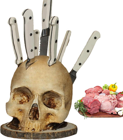 Skull Knife Holder, Horror Head Shaped Knife Holder, Knife Storage for Kitchen Countertop, Kitchen Skeleton V1237-ZY-203-2852