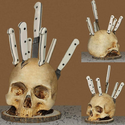 Skull Knife Holder, Horror Head Shaped Knife Holder, Knife Storage for Kitchen Countertop, Kitchen Skeleton V1237-ZY-203-2852