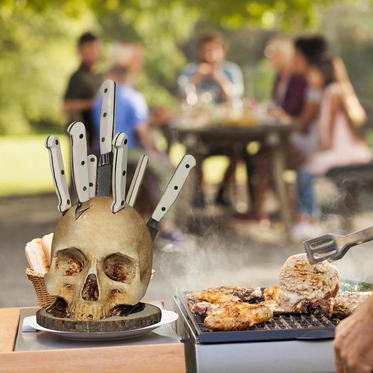 Skull Knife Holder, Horror Head Shaped Knife Holder, Knife Storage for Kitchen Countertop, Kitchen Skeleton V1237-ZY-203-2852