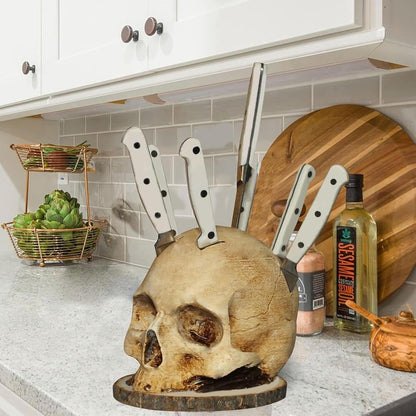 Skull Knife Holder, Horror Head Shaped Knife Holder, Knife Storage for Kitchen Countertop, Kitchen Skeleton V1237-ZY-203-2852