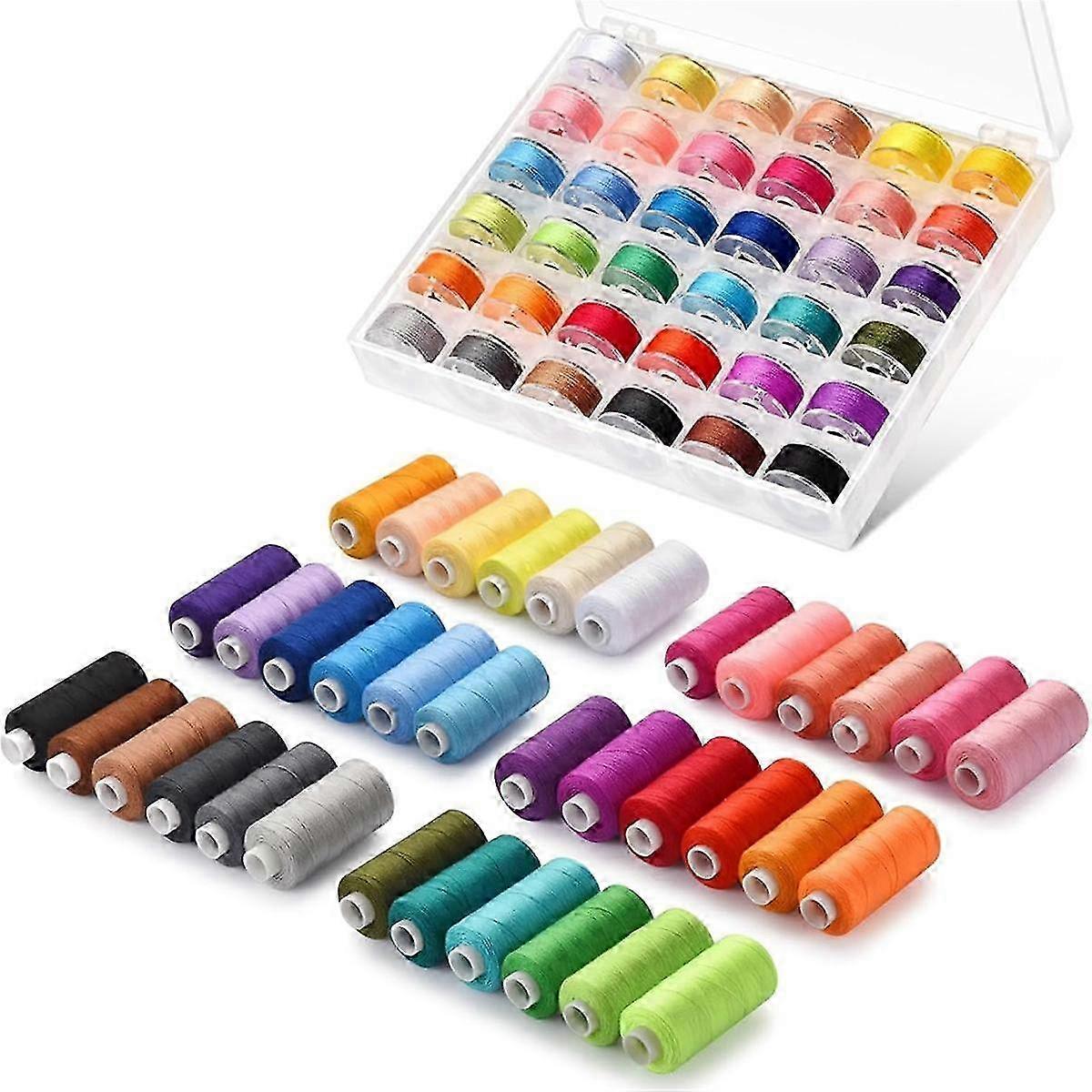 72 pcs Sewing Thread Set, 36 Colors Sewing Machine Threads, Pre-Wound Spools Sewing Thread Set, 365 Meters V1237-ZY-203-2855