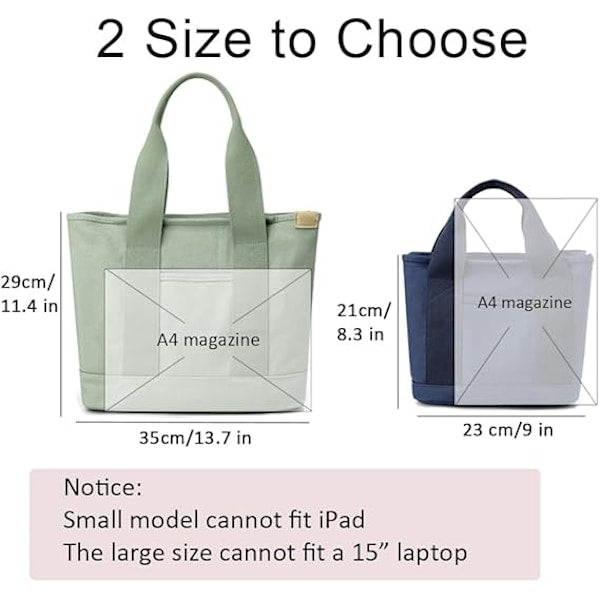 Handmade Canvas Bag with Compartments and Zipper, Versatile Shoulder Bag for Women, College, School, Work, V1237-ZY-203-2873