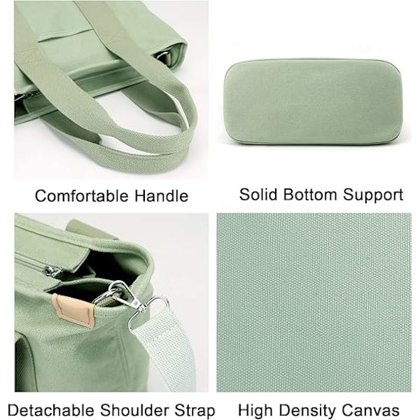 Handmade Canvas Bag with Compartments and Zipper, Versatile Shoulder Bag for Women, College, School, Work, V1237-ZY-203-2873