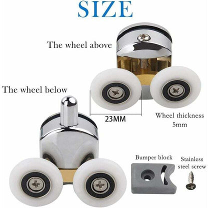 Shower Door Roller, 4pcs Double Shower Door Rollers Sliding Door Wheel Replacement for Shower Enclosure for V1237-ZY-203-2877